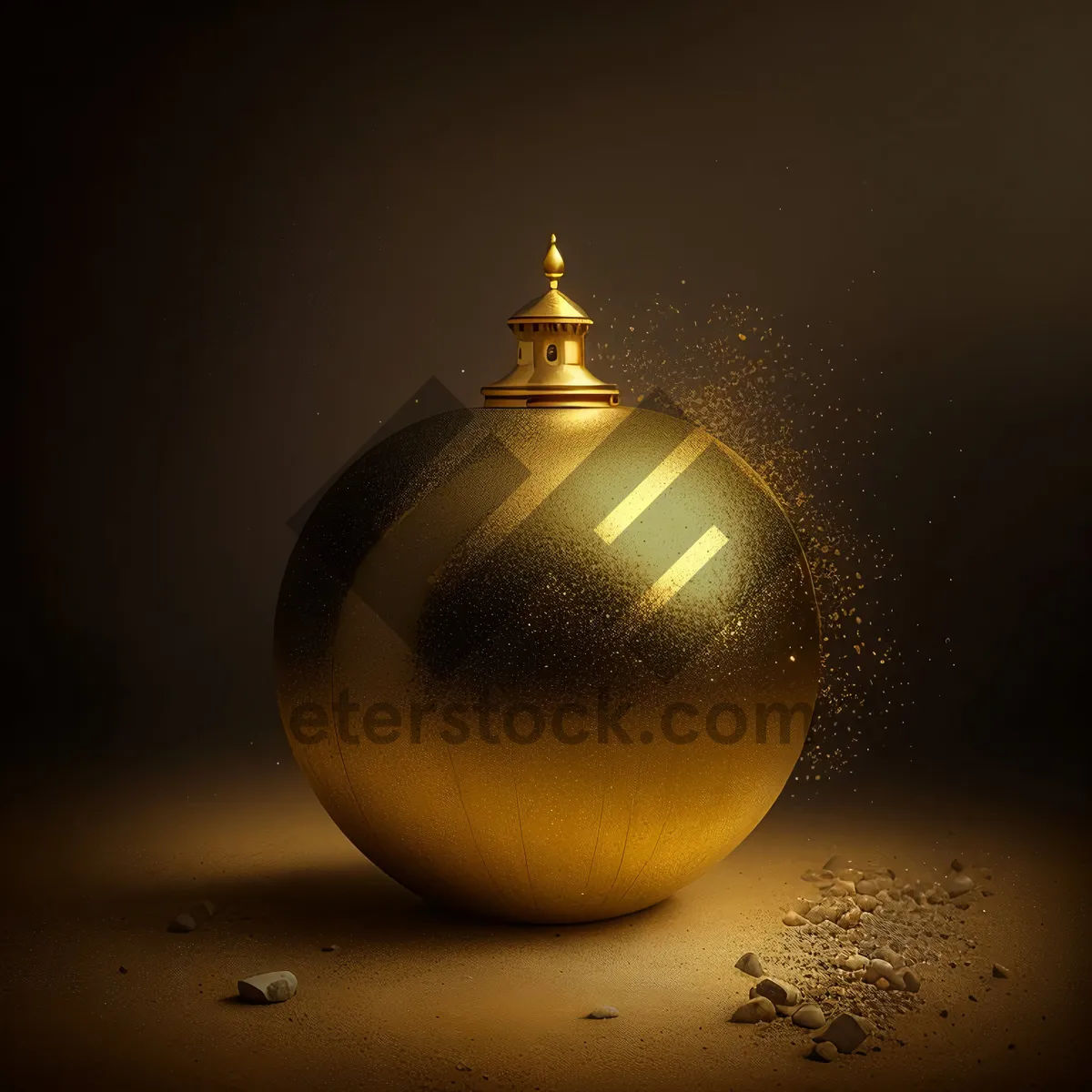 Picture of Shiny Snowflake-Adorned Golden Bauble for Festive Decor