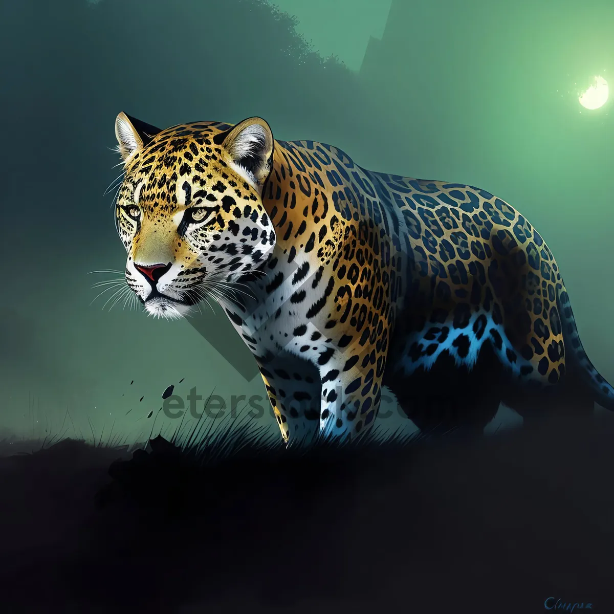 Picture of Striking Leopard: Majestic Feline Staring With Intensity