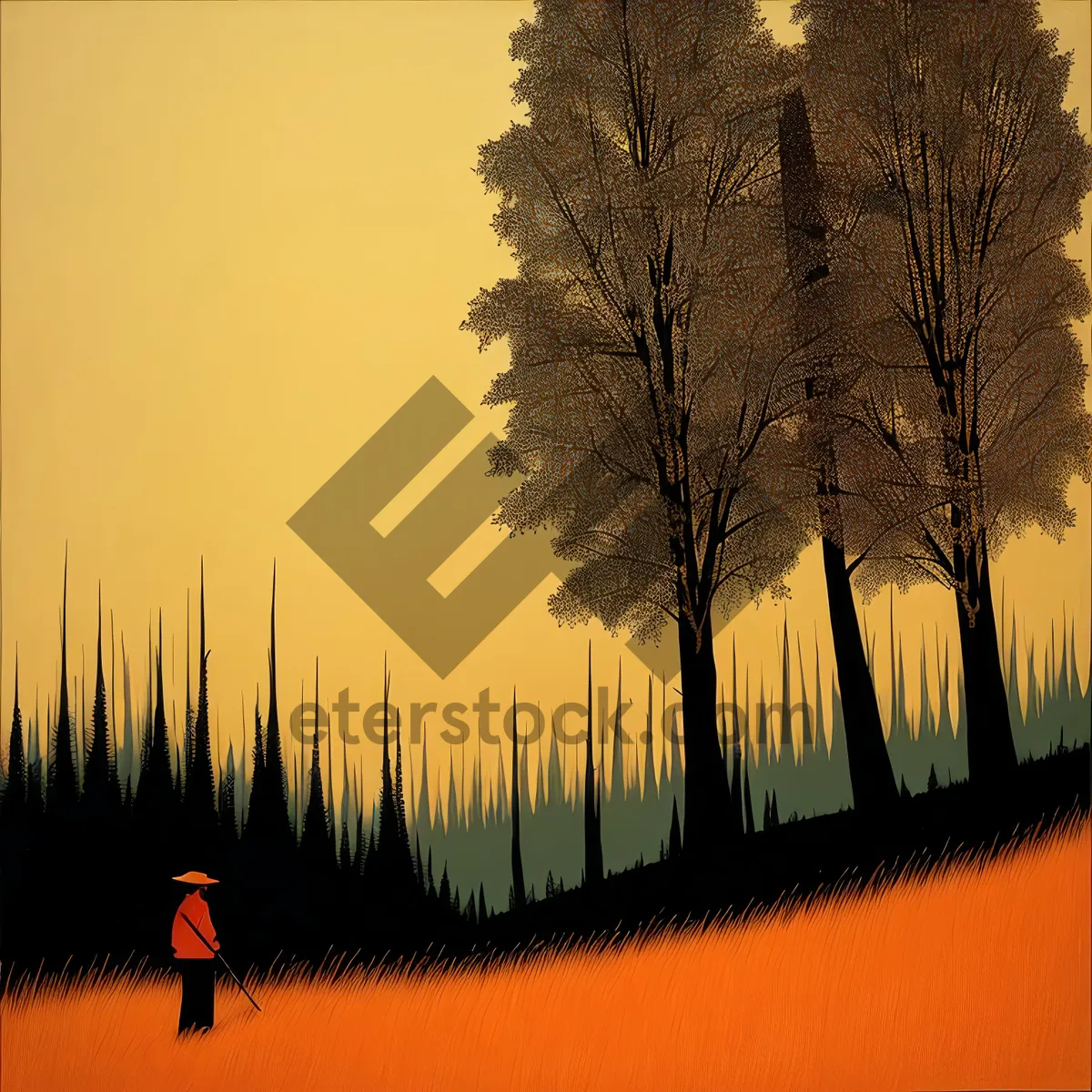 Picture of Scenic sunset over the autumn lake