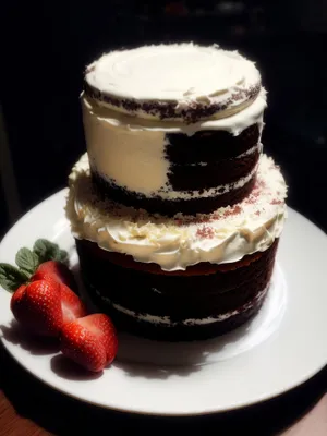 Delicious Strawberry Cream Cake with Chocolate Sauce