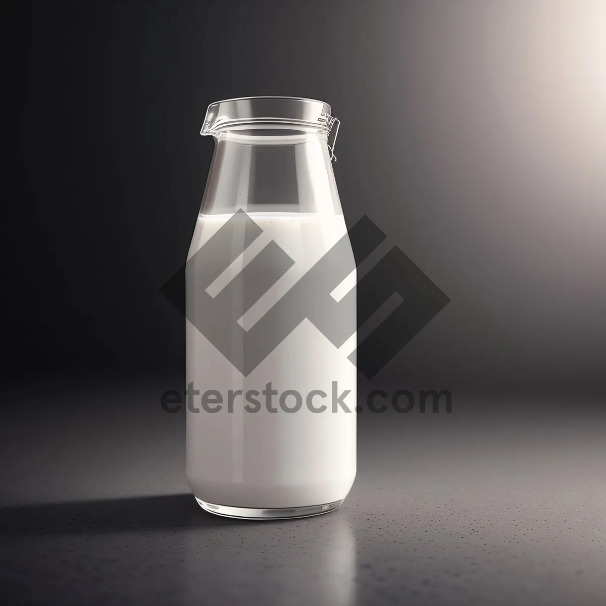 Picture of Refreshing Milk in Transparent Glass Bottle