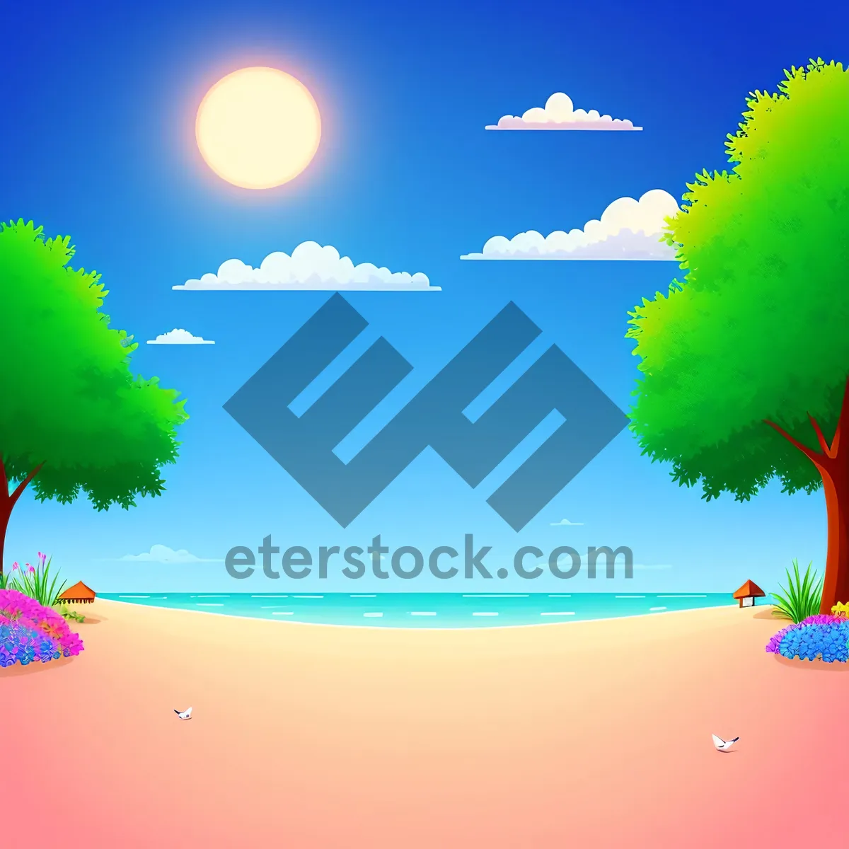 Picture of Seasonal Sky with Tree and Stars: A Graphic Art Design