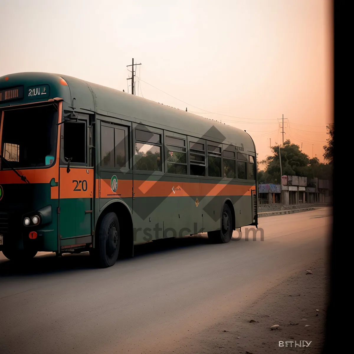 Picture of Road transportation - Trolleybus on busy street