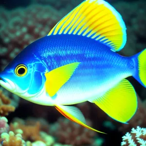 Exotic Tropical Fish Swimming in Marine Reef