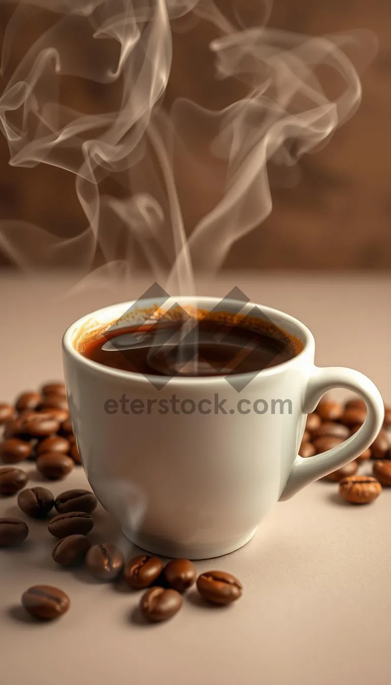 Picture of Black coffee cup on dark table at breakfast