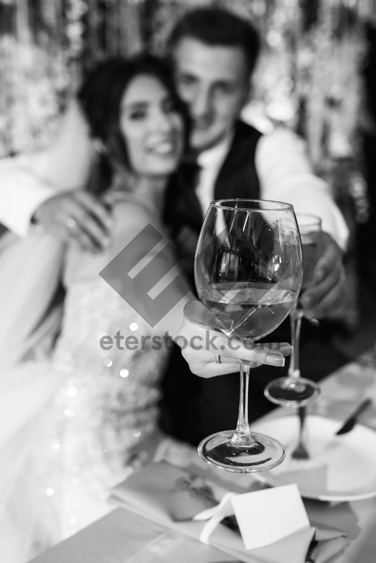 Picture of Restaurant table with glasses for a celebration party