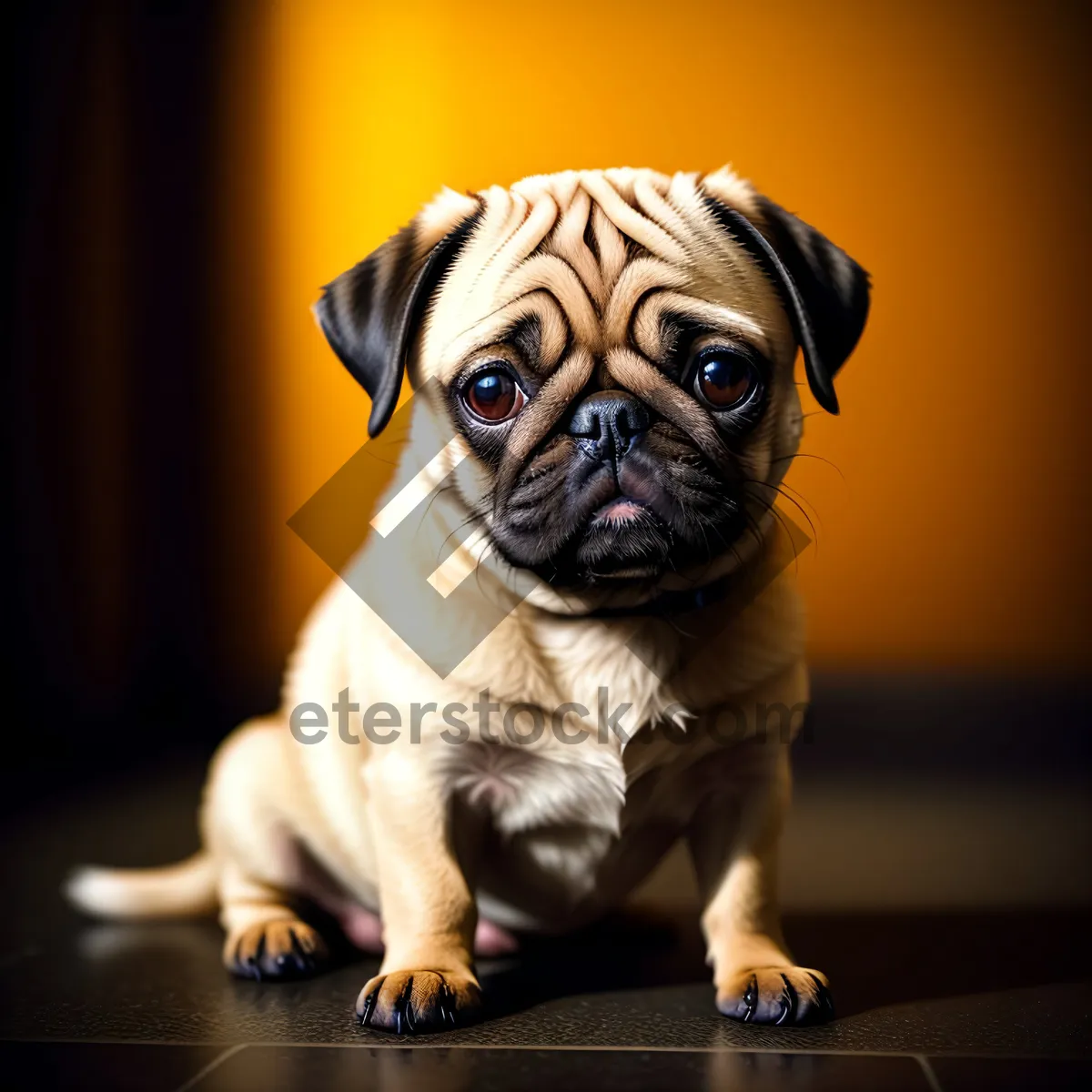 Picture of Adorable Pug Puppy with Wrinkles