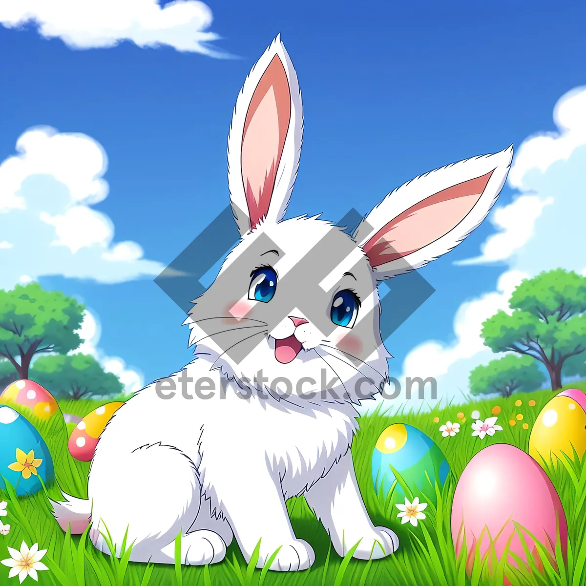 Picture of Easter Bunny Fun: Cute Cartoon Rabbit Art