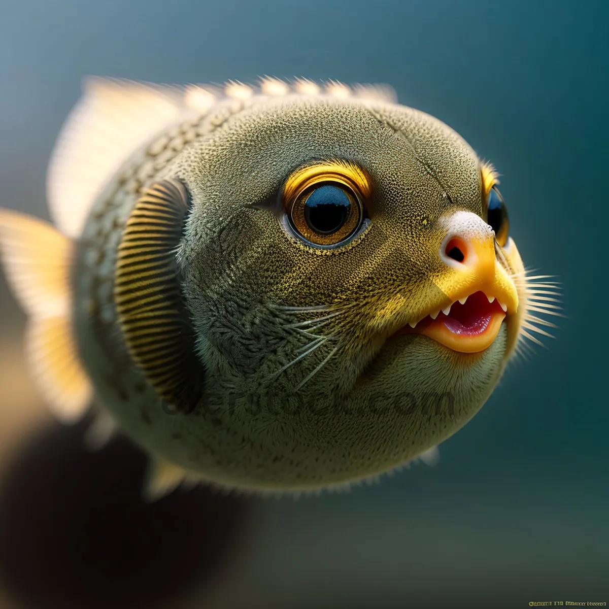 Picture of Tropical Orange Goldfish Swimming in Aquarium