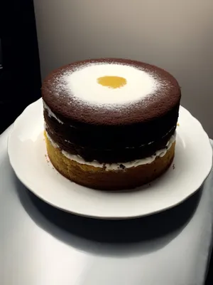 Gourmet Sweet Delight: Chocolate Sauce on Freshly Baked Cake