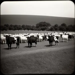 Serene Countryside Livestock Grazing in Meadow