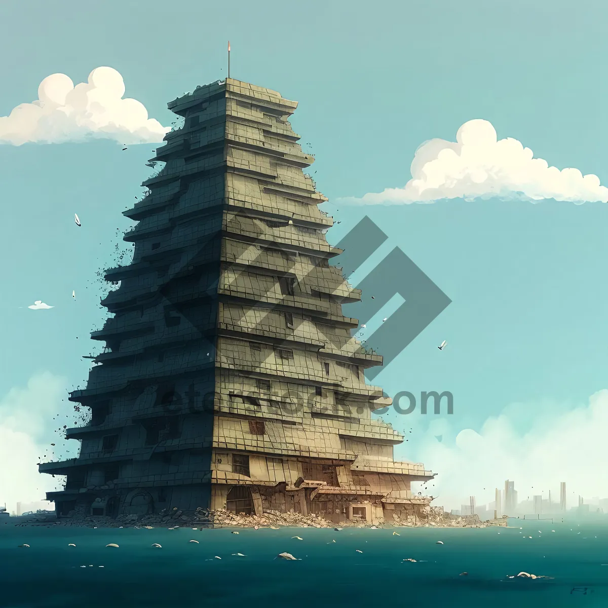 Picture of Majestic Ancient Temple Rising to the Sky.