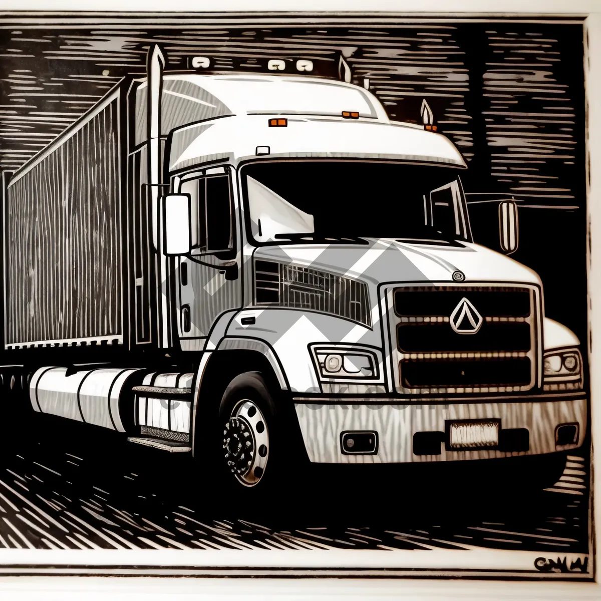 Picture of Highway Hauler: Speeding Truck Transporting Cargo