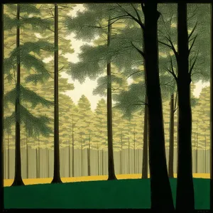 Serene Woodscape in Sunlit Forest