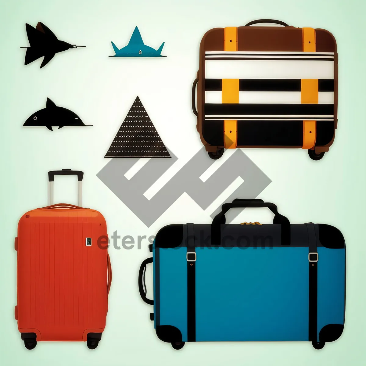Picture of 3D Web Icon Set: Design Symbol Button Sign Briefcase