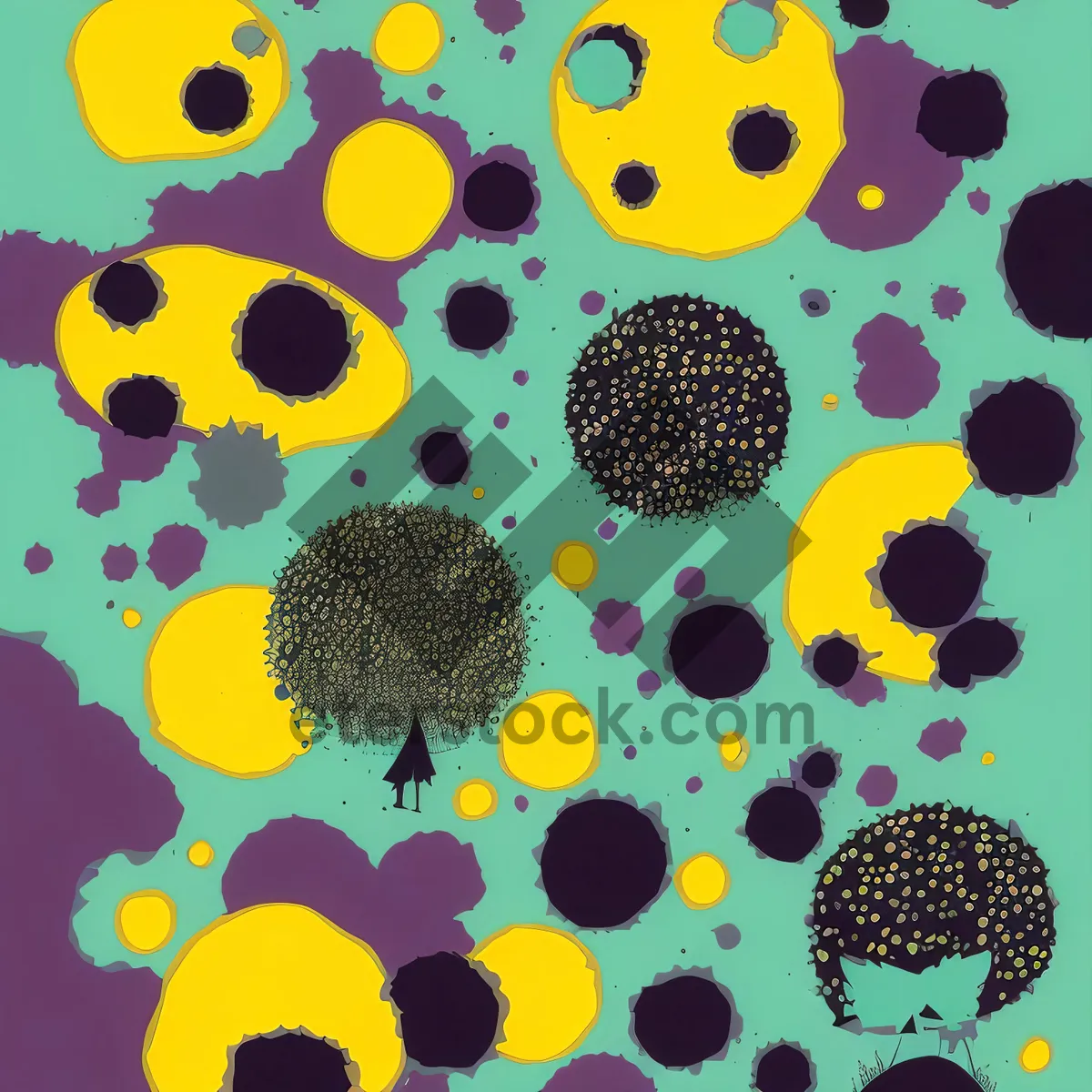 Picture of Floral Polka Dot Circle Seamless Wallpaper Design