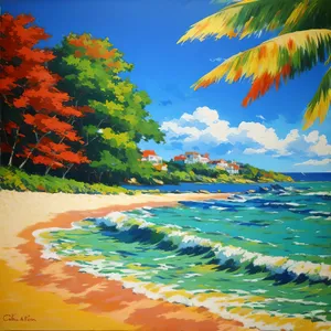 Turquoise Summer: Island Beachscape with Tropical Waves