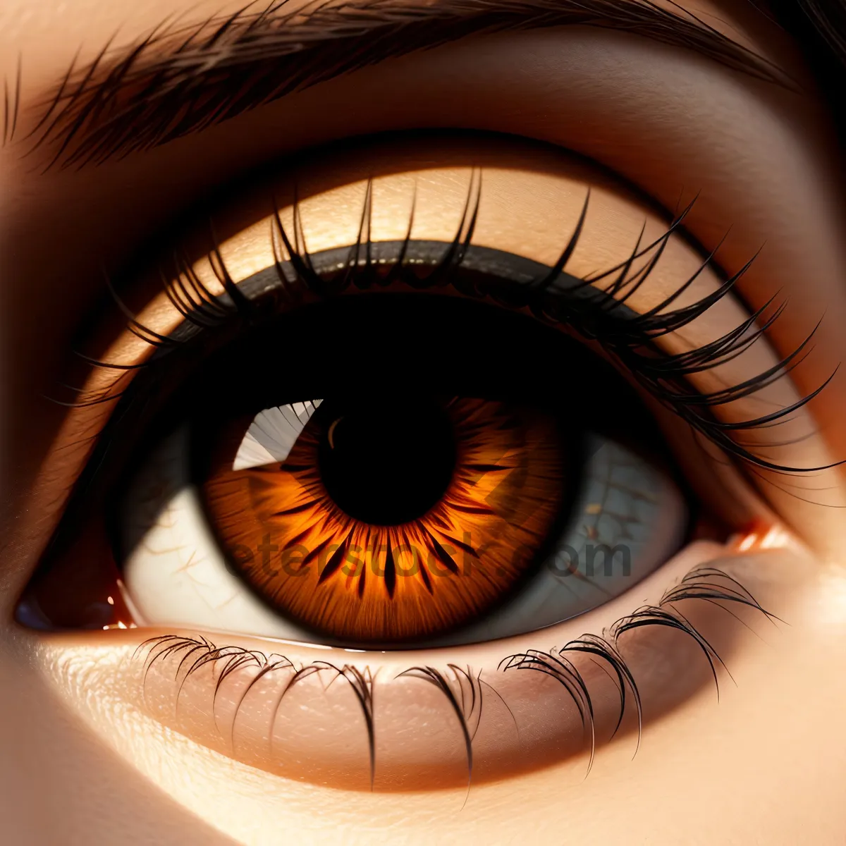 Picture of Close-up vision: Illuminated iris with intricate eyebrow structure