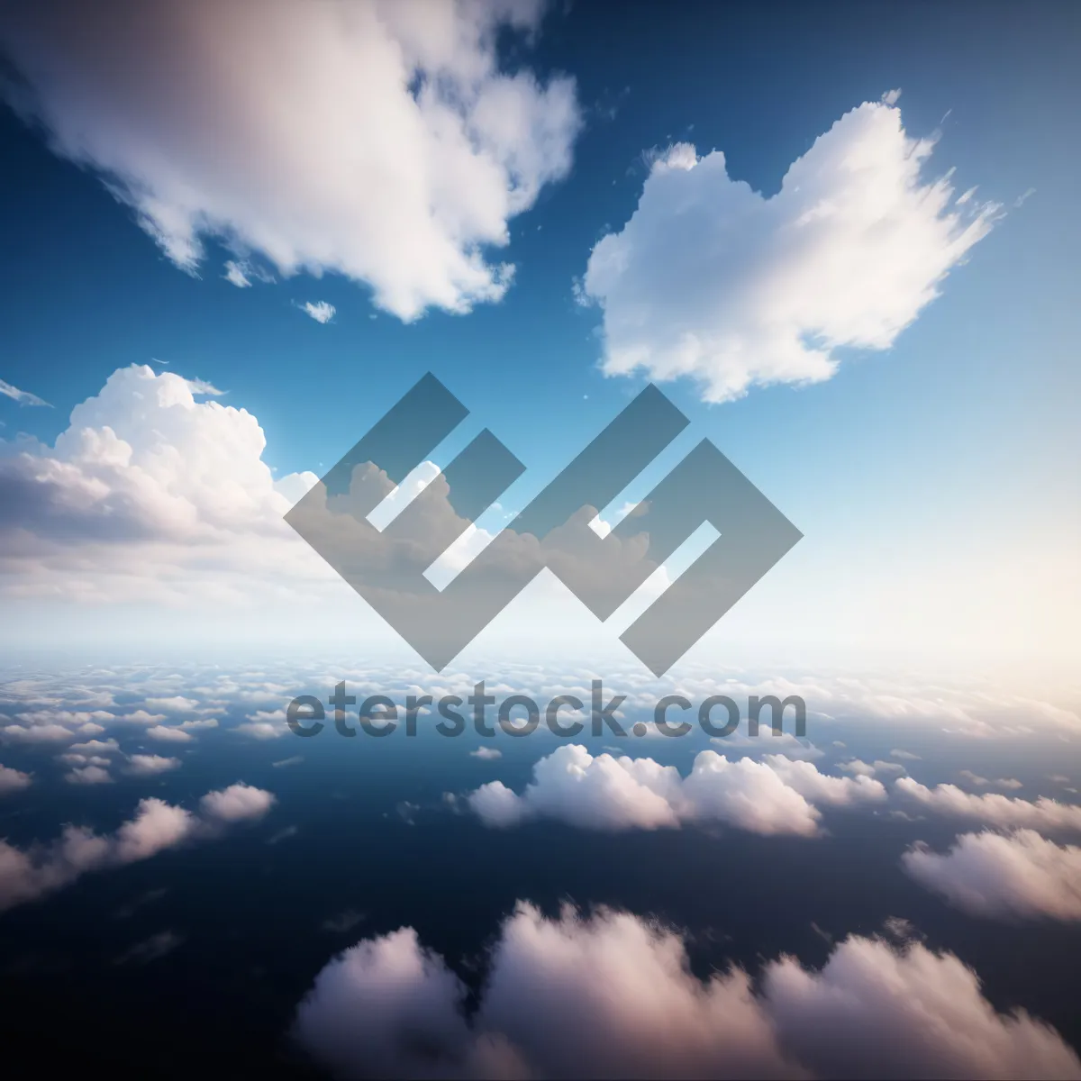 Picture of Vibrant Summer Sky with Fluffy Clouds