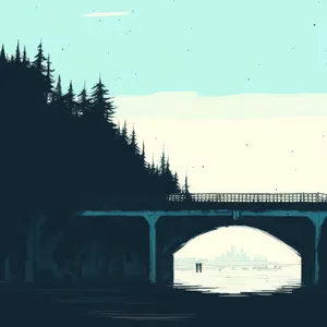 Serene Sunset Over Water: Tranquil Travel Landscape with Pier