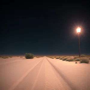 Sunset Horizon on Desert Dunes