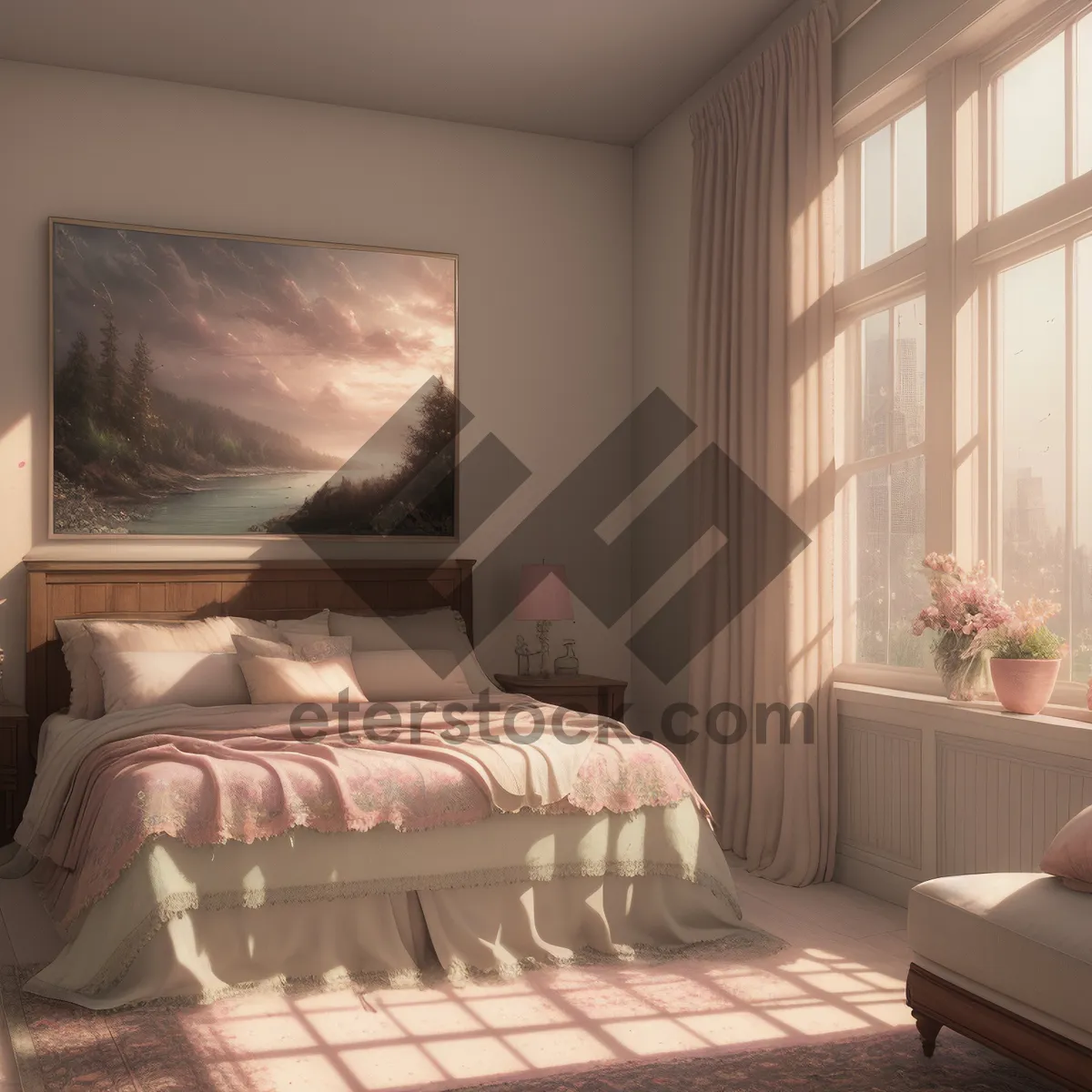 Picture of Modern Bedroom with Stylish Furniture and Cozy Lighting