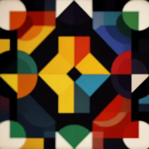 Colorful geometric pattern tile design element.