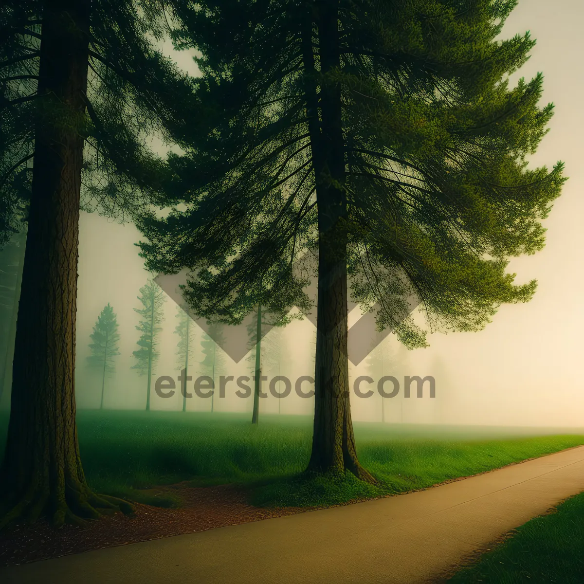 Picture of Serene Summer Forest with Lush Greenery