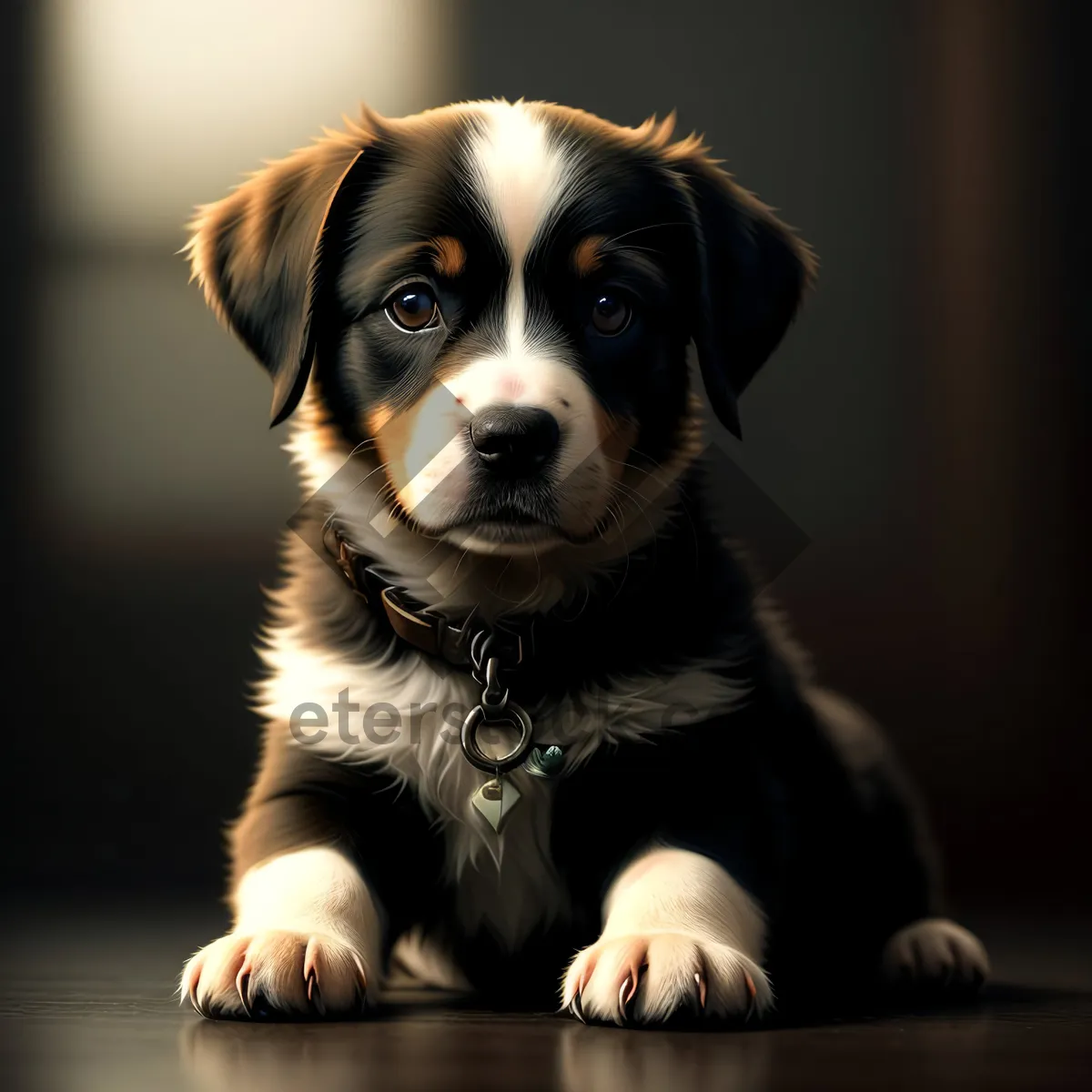 Picture of Adorable Greater Swiss Mountain Dog Puppy - Studio Portrait