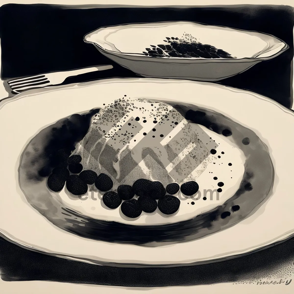 Picture of Delicious chocolate dessert on plate with filter icon.