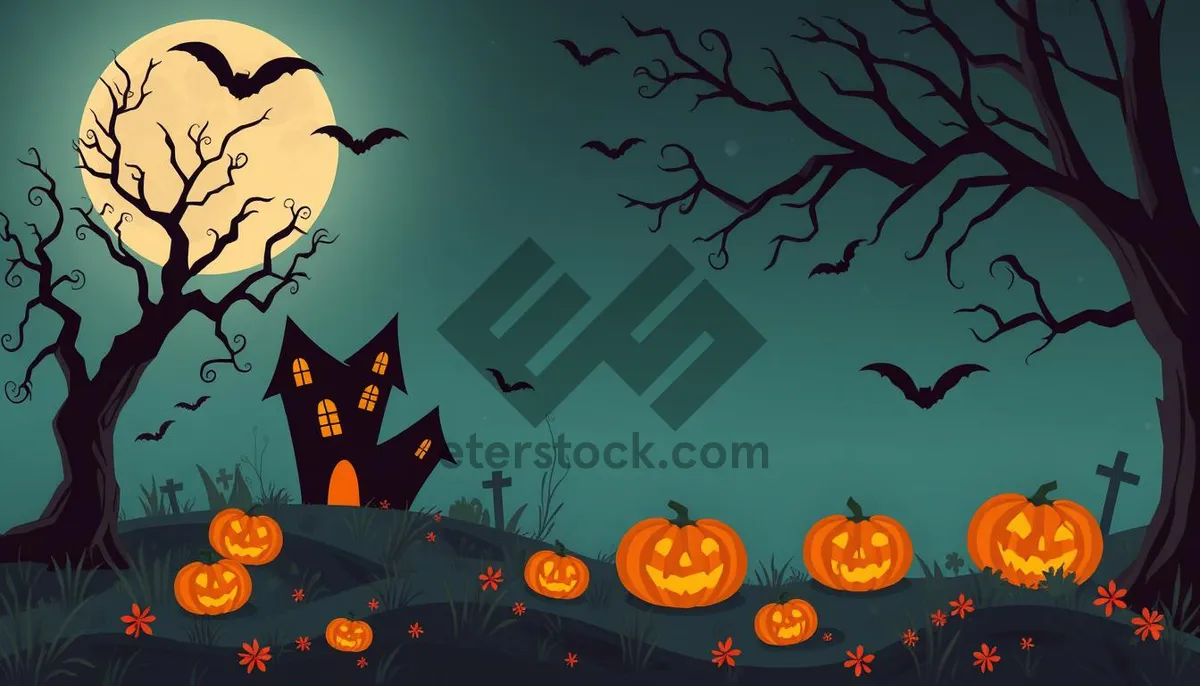 Picture of Halloween Night: Moonlit Cemetery Silhouette Decoration