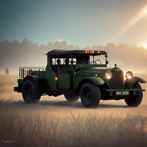 Heavy-duty Farm Truck Plowing Through Rural Fields