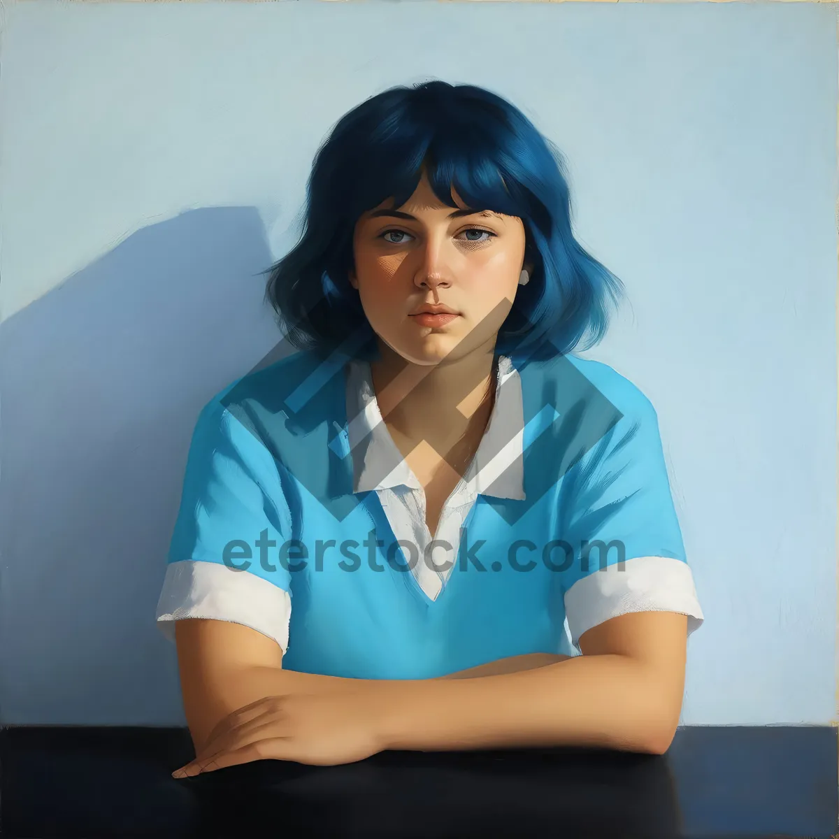 Picture of Smiling businesswoman working on laptop in office