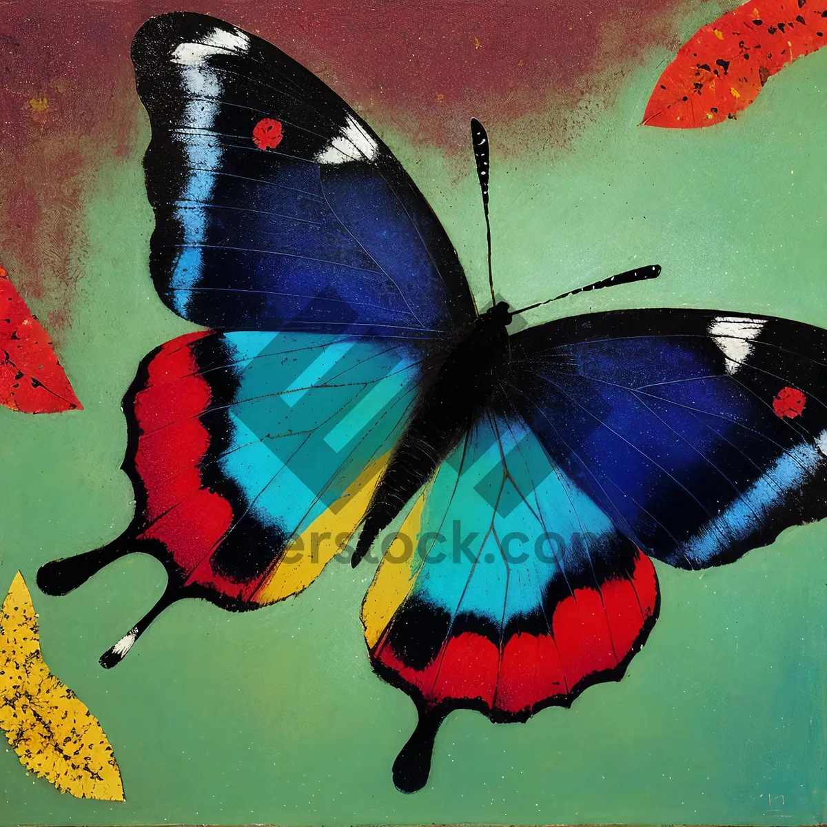 Picture of Colorful Butterfly Flying in Summer Garden