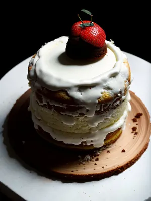 Delicious Berry Cream Cake with Chocolate Sauce