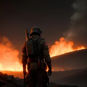 Mountain Man Hiking with Flamethrower Scenery