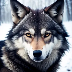 Adorable Canine Portrait: Purebred Malamute Puppy with Brown Eyes