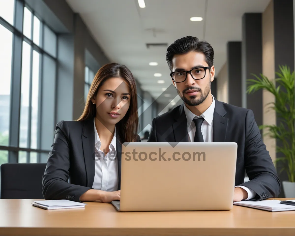 Picture of Happy male professionals working together in office meeting