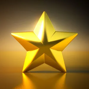 Shining pyramid icon with five-spot star.