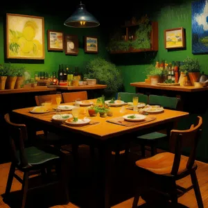 Modern fine dining restaurant interior design with luxury furnishings.