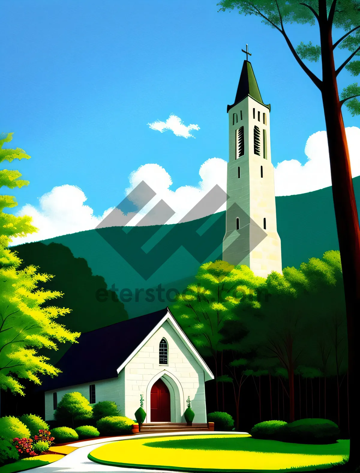 Picture of Orthodox Cathedral Bell Tower in Historic Town