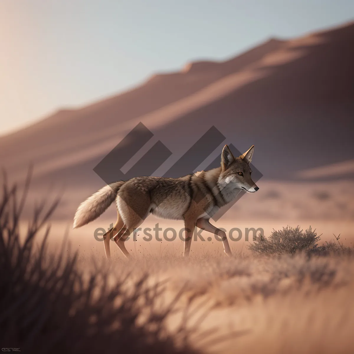 Picture of Majestic Canine Traversing the Desert Landscape