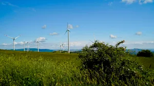 Wind Turbine in Rural Landscape Generating Renewable Energy