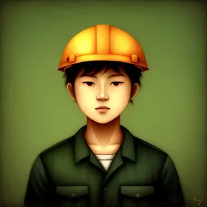 Professional Construction Worker with Safety Helmet