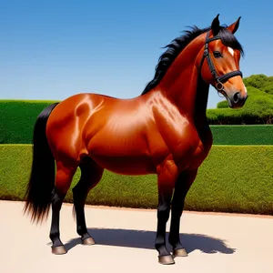 Thoroughbred Stallion Galloping in Meadow