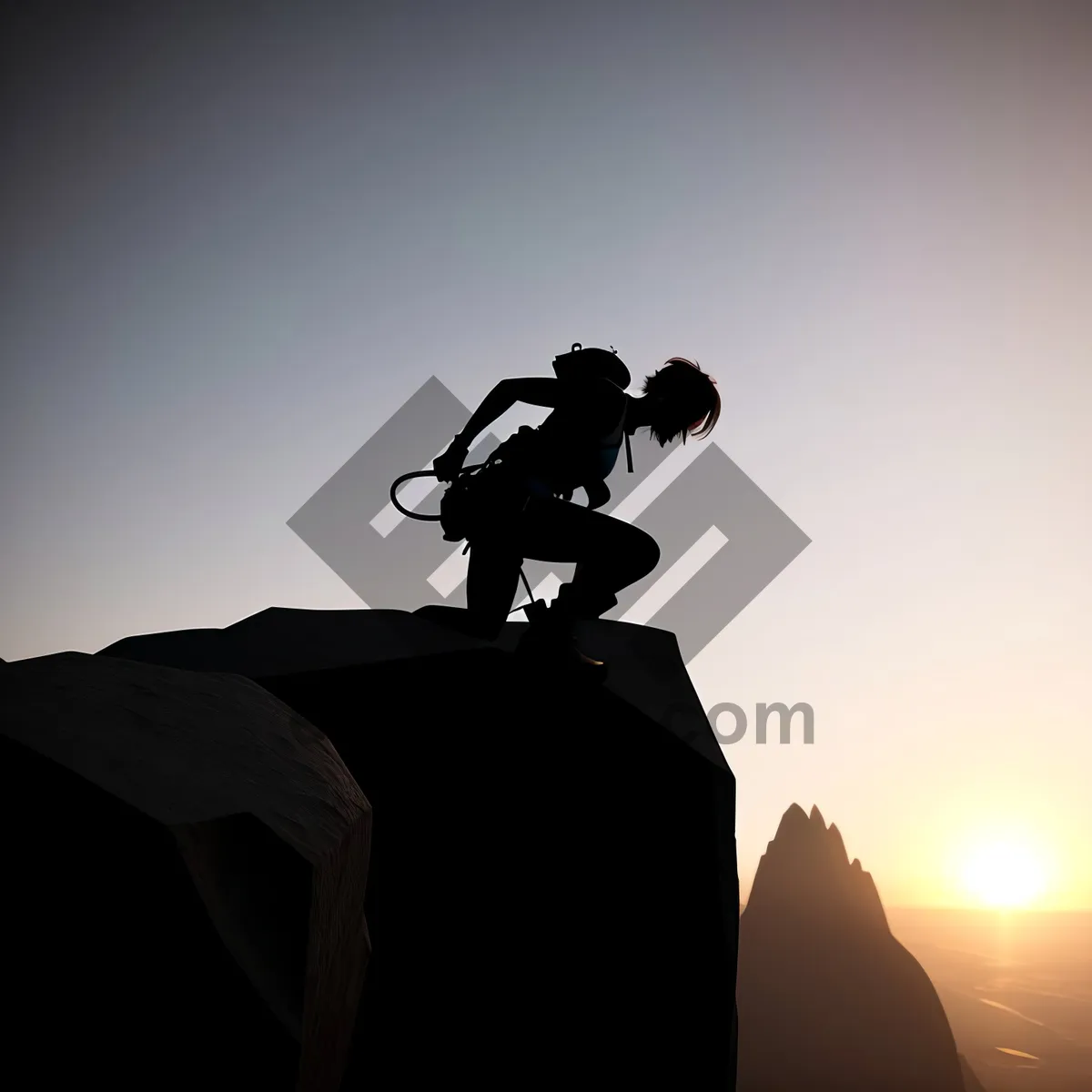 Picture of Sunset Silhouette Man with Binoculars