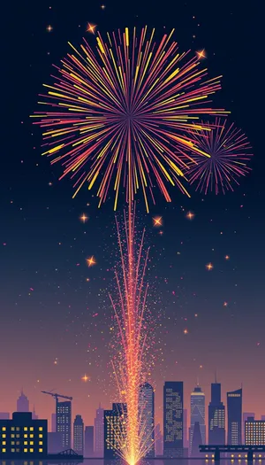 Colorful Firework Display Against Night Sky