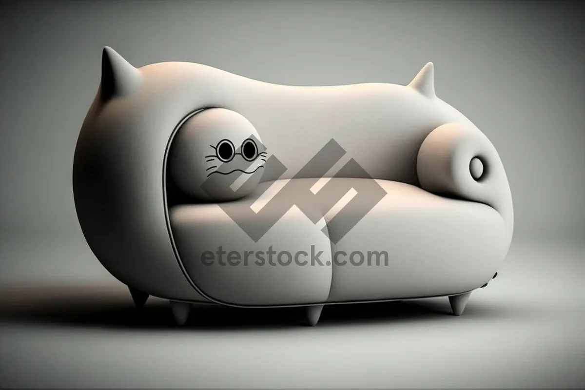 Picture of Arctic Leather Sofa in Cozy Interior Setting - 3D Render