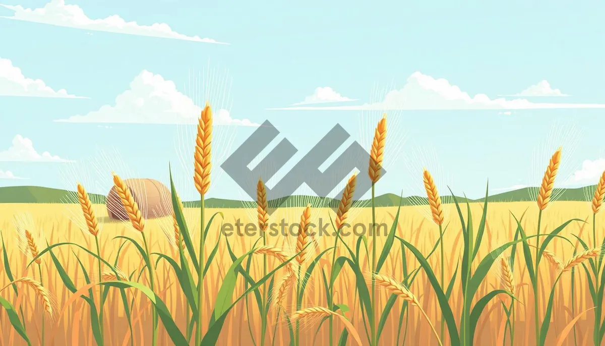 Picture of Golden wheat field under sunny summer sky