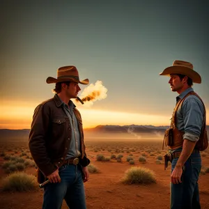 Happy Cowboy Couple Enjoying Summer Outdoors